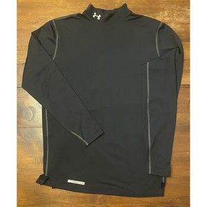 Mens UNDER ARMOUR COLD GEAR Black Long Sleeve Fitted Crew Shirt Lg. Exc. Cond.